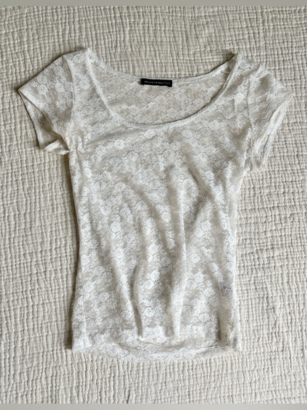 brandy melville white lace tee ˖𓍢ִ໋❀ - Picture 4 of 7